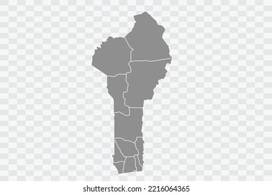Benin Map grey Color on White Background  Png