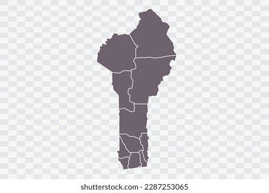 Benin Map Grey Color on White Background quality files Png