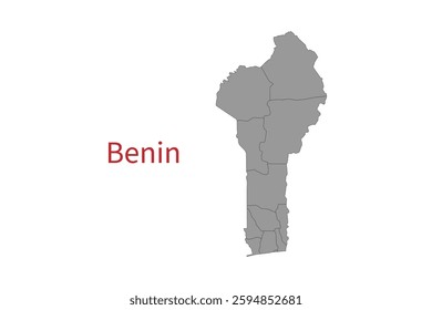 Benin map isolated on white background. Map silhouette of Benin. For website layouts, background, education, precise, customizable. Earth geography.