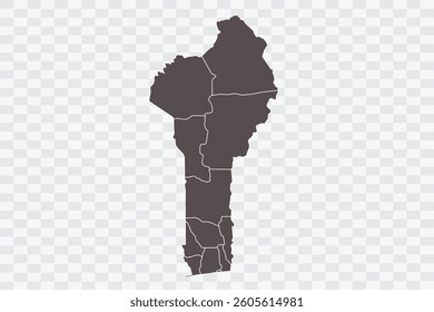Benin Map Minimalist  High-Quality PNG  Ash Color on Transparent Background Perfect for presentations infographics educational materials and graphic design projects