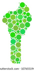 Benin Map mosaic of random filled circles in various sizes and green color tinges. Vector dots are united into benin map collage. Ecology geography map vector illustration.
