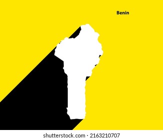 Benin Map on retro poster with long shadow. Vintage sign easy to edit, manipulate, resize or colorise.