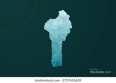 Benin Map - Ilustración vectorial de estilo polígono en diseño geométrico de bajo poli verde y azul, silueta mínima limpia para infografía.