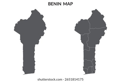Benin map set. Map of Benin in set with grey color