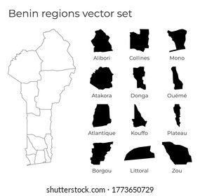 Benin map with shapes of regions. Blank vector map of the country with regions. Borders of the country for your infographic. Vector illustration.