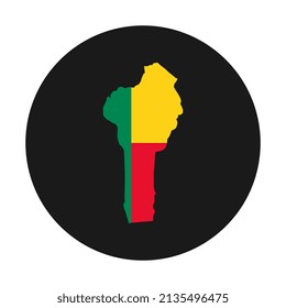 Benin map silhouette with flag on black background