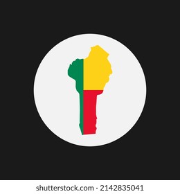 Benin map silhouette with flag on white background
