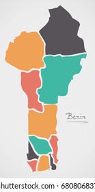 Benin Map with states and modern round shapes