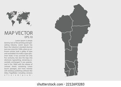 Benin map vector, Abstract design vector illustration Eps 10. High Detailed on white background.