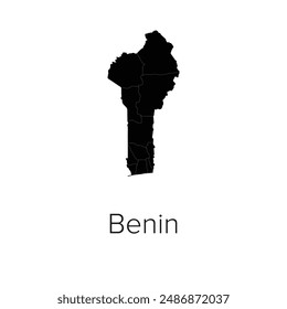 Benin Map Vector Illustration - Silhouette, Outline, Benin Travel and Tourism Map
