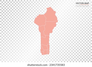 Benin map vector orange color on transparent background.