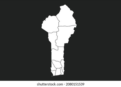  Benin map White Color on black Background