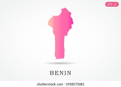 Benin Map - World Map International vector template with Pink gradient color isolated on white background - Vector illustration eps 10