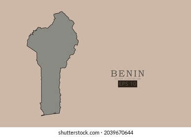 Benin Map - Weltkarte Internationale Vektorgrafik-Vorlage mit alter klassischer und grauer Farbe auf Karte einzeln auf braunem Hintergrund - Vektorgrafik eps10 