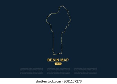 Benin Map - World Map International vector template with thin gold outline graphic sketch style isolated on dark background for card design, poster, banner - Vector illustration eps 10