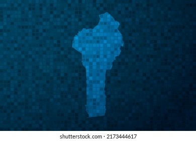Benin Map - World Map international vector template with technology style isolated on blue pixel background for education, design, website, infographic - Vector illustration eps 10