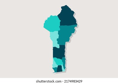 Mapa de Benín - Mapa Mundial Plantilla vectorial internacional con Alto detalle incluyendo color de contorno azul y verde aislado en fondo blanco - Ilustración vectorial eps 10