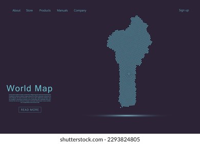Benin Map - World map vector template with blue dots, grid, grunge, halftone style isolated on dark purple background for website, infographic, technology design - Vector illustration eps 10