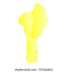 benin map - yellow geometric rumpled triangular style gradient graphic background . Vector illustration eps 10.