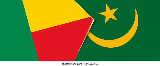 Benin and Mauritania flags, two vector flags symbol of relationship or confrontation.