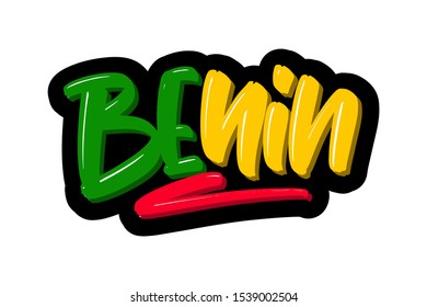 Benin modern brush lettering text. Vector illustration logo for print and advertising.