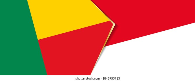 Benin and Monaco flags, two vector flags symbol of relationship or confrontation.