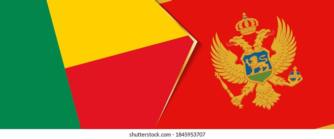 Benin und Montenegro Flaggen, zwei Vektorflaggen Symbol für Beziehung oder Konfrontation.