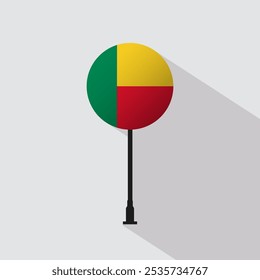 Benin National Circle Sign Flag Vector Illustration