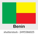 Benin national flag. Banner, state symbol, flagpole.