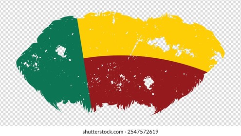 Benin national flag with distressed stroke brush effect on isolated background