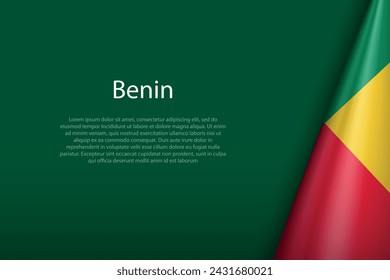 Benin national flag isolated on dark background with copyspace