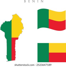 Benin National Flag Map Design, Illustration Of Benin Country Flag Inside The Map . Flag of the Benin Republic overlaid on detailed outline country map isolated on white background