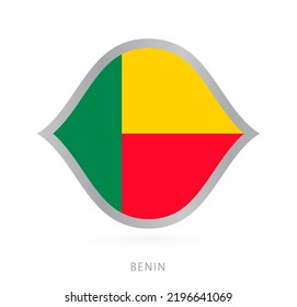 Benin Nationalmannschaft Flagge im Stil für internationale Basketballwettbewerbe. Vektorzeichen.