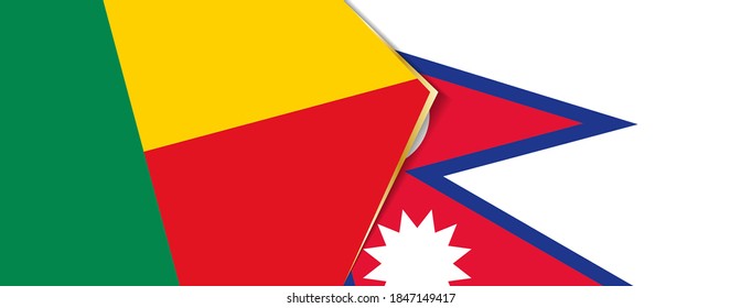 Benin und Nepal Flaggen, zwei Vektorflaggen Symbol für Beziehung oder Konfrontation.