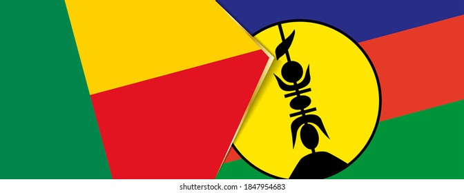 Benin and New Caledonia flags, two vector flags symbol of relationship or confrontation.