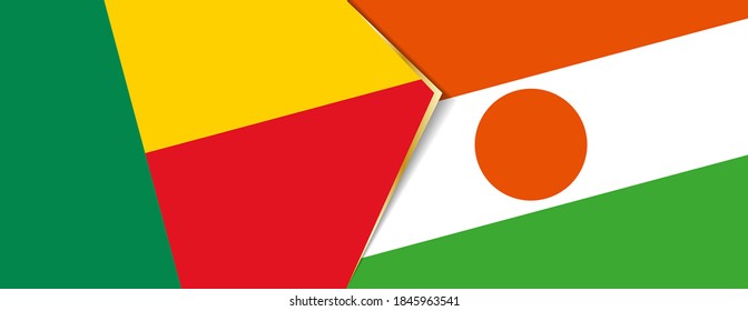 Benin und Niger Flaggen, zwei Vektorfahnen Symbol für Beziehung oder Konfrontation.