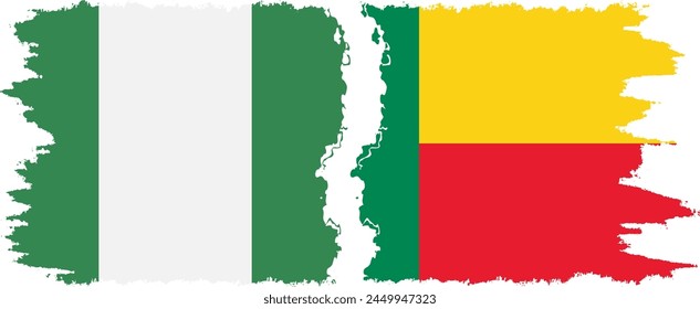 Benin und Nigeria   Grunge Flags Anschluss, Vektorgrafik