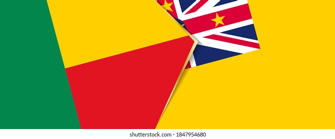Benin and Niue flags, two vector flags symbol of relationship or confrontation.