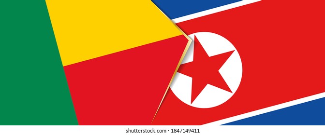 Benin and North Korea flags, two vector flags symbol of relationship or confrontation.