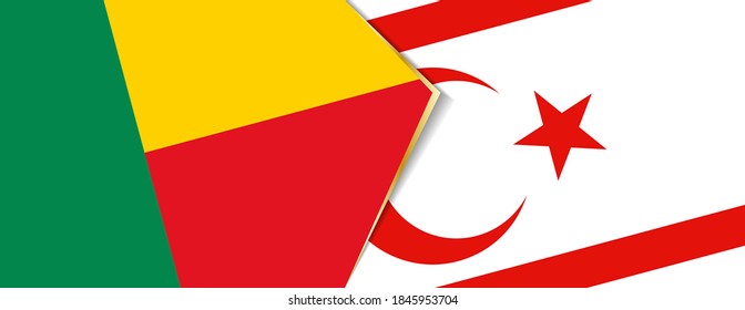 Benin and Northern Cyprus flags, two vector flags symbol of relationship or confrontation.