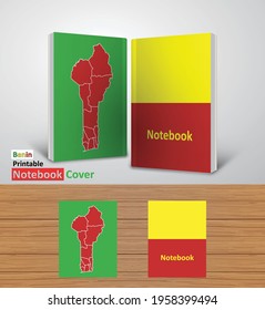Benin Notebook Design Mockup - 3D Book Template - National Country Map and Flag - Ready to Print Magazine Cover - Vector