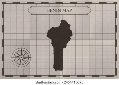 Benin old classic country map. Vintage antique map paper style.