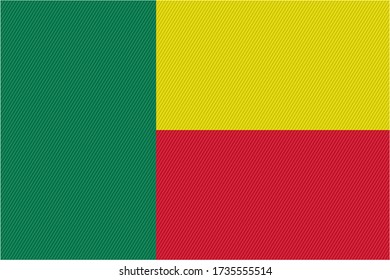 Benin original flag on nylon fabric texture. Vector illustration.