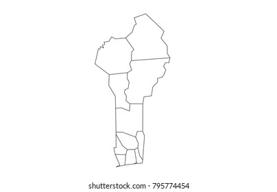 benin outline map. detailed isolated vector country border contour maps on white background.