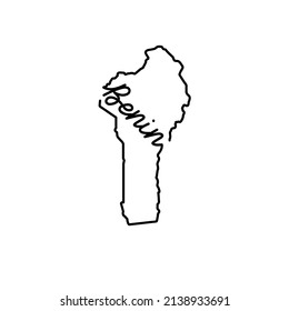 Benin outline map with the handwritten country name. Continuous line drawing of patriotic home sign. A love for a small homeland. T-shirt print idea. Vector illustration.