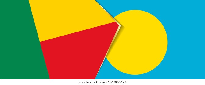 Benin and Palau flags, two vector flags symbol of relationship or confrontation.