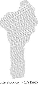 Benin - pencil scribble sketch silhouette map of country area with dropped shadow. Simple flat vector illustration.