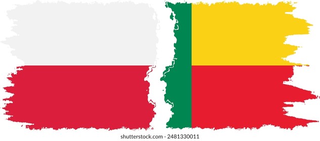 Benin und Polen Grunge Flaggen Verbindung, Vektorgrafik