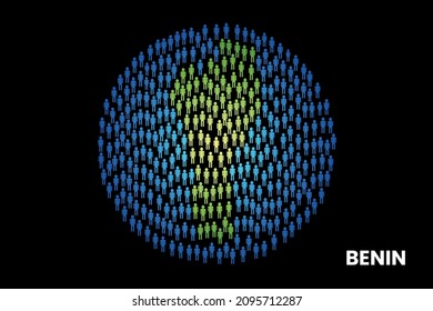 Benin population people map in globe vector illustration design