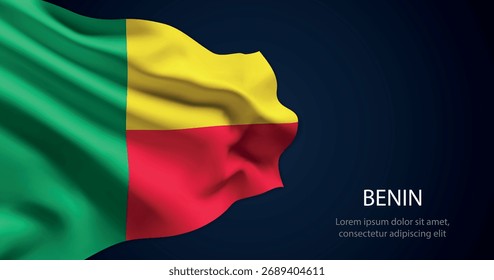 Bandeira realista do Benim acenando com textura de seda suave e iluminação dramática